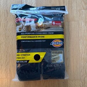 Dickies 6 Pairs All-Purpose Cushioned Crew Socks - Black